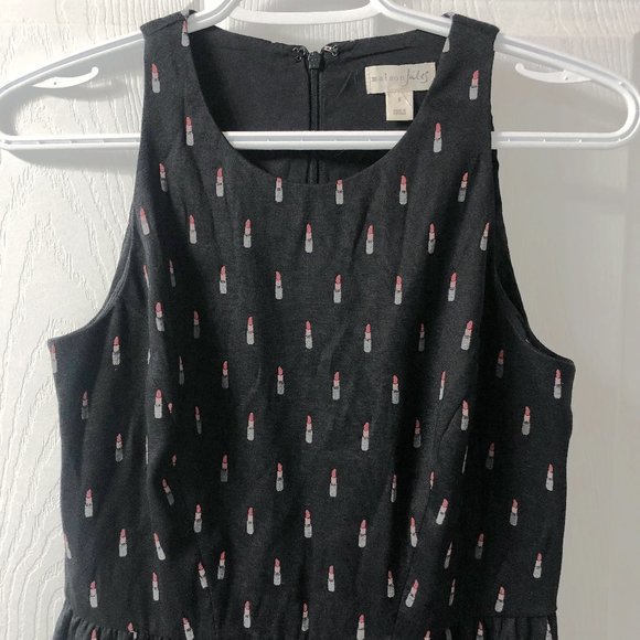 Maison Jules lipstick novelty print sleeveless fit and flare dress black size 0 - Picture 1 of 8
